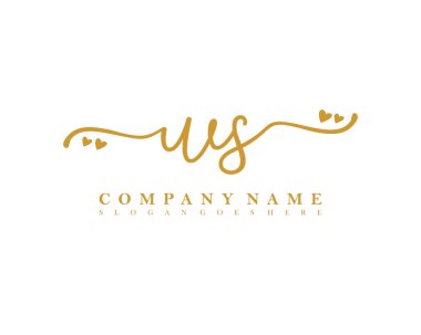 İlk imzalı WS el yazısı kadın logosu, makyaj, düğün, moda, kalple