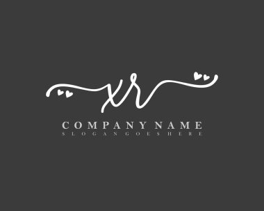 İlk imzalı XR el yazısı kadın logosu, makyaj, düğün, moda, kalple