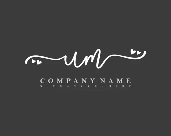 Initiale Écriture Logo Féminin Signature Initiale Maquillage Mariage Mode Avec — Image vectorielle