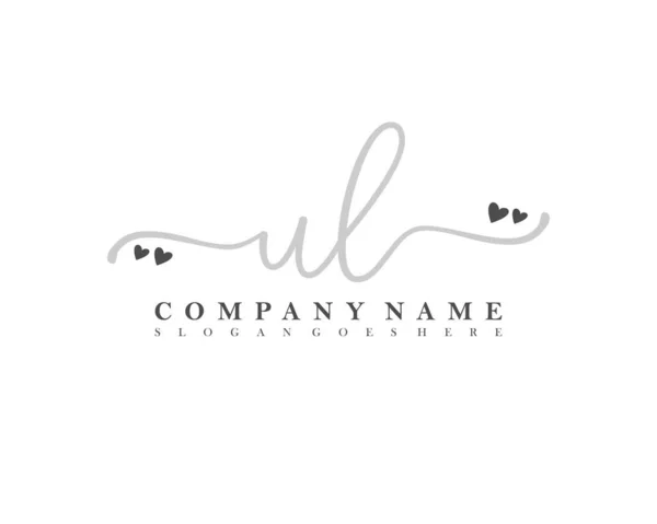 Inicial Caligrafía Femenina Logotipo Firma Inicial Maquillaje Boda Moda Con — Vector de stock