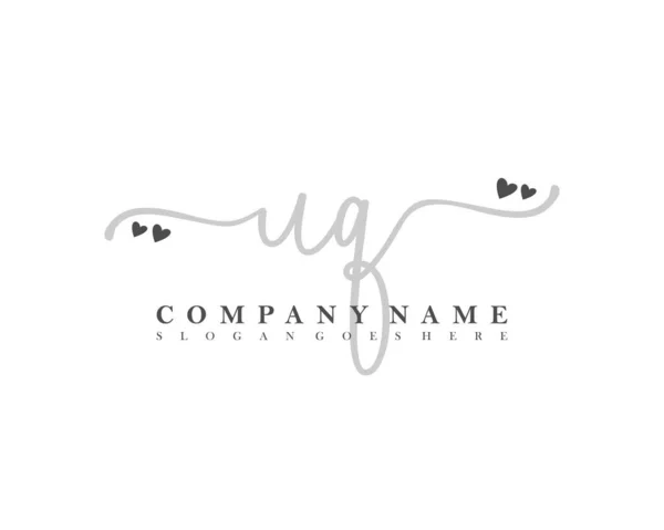 Inicial Letra Femenina Logotipo Firma Inicial Maquillaje Boda Moda Con — Vector de stock