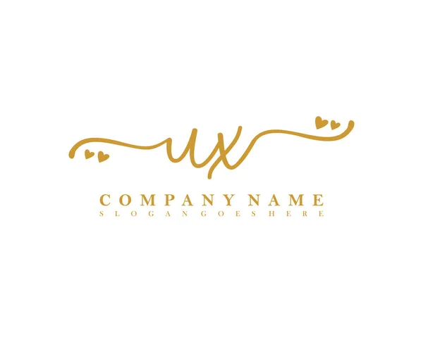 Initial Handwriting Feminin Logo Initial Signature Make Wedding Fashion Heart — Stock Vector