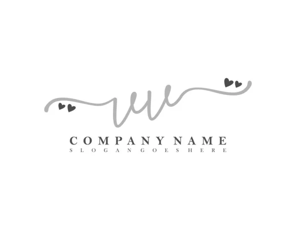 Inicial Escritura Mano Logotipo Femenino Firma Inicial Maquillaje Boda Moda — Vector de stock