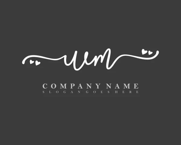 Iniziale Calligrafia Logo Femminile Firma Iniziale Trucco Matrimonio Moda Con — Vettoriale Stock