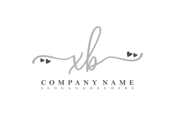 Inicial Caligrafía Femenina Logotipo Firma Inicial Maquillaje Boda Moda Con — Vector de stock