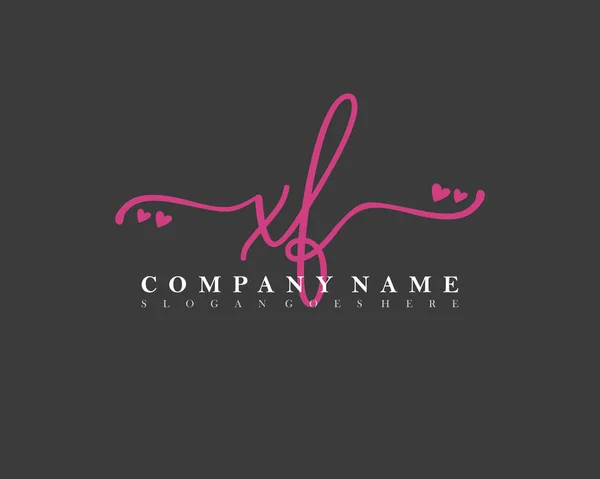 Inicial Escritura Mano Femenina Logotipo Firma Inicial Maquillaje Boda Moda — Vector de stock