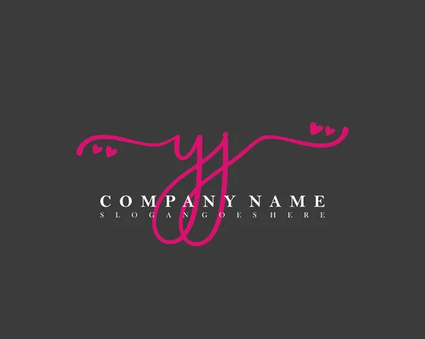 Inicial Escritura Femenina Logotipo Firma Inicial Maquillaje Boda Moda Con — Vector de stock