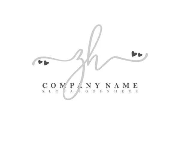 Inicial Escritura Mano Logotipo Femenino Firma Inicial Maquillaje Boda Moda — Vector de stock