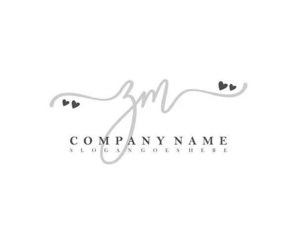 Initial Handwriting Feminin Logo Initial Signature Make Wedding Fashion Heart — Stock Vector