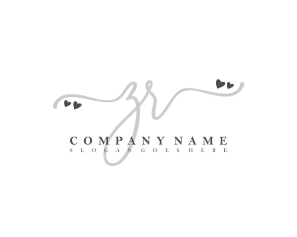 Inicial Caligrafía Femenina Logotipo Firma Inicial Maquillaje Boda Moda Con — Vector de stock