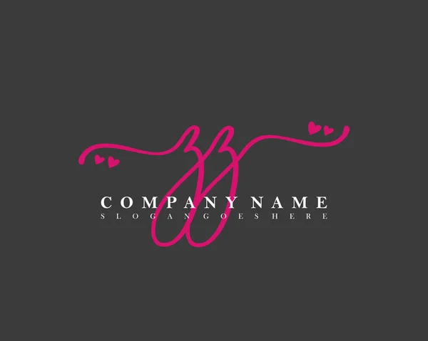 Initial Handwriting Feminin Logo Initial Signature Make Wedding Fashion Heart — Stock Vector