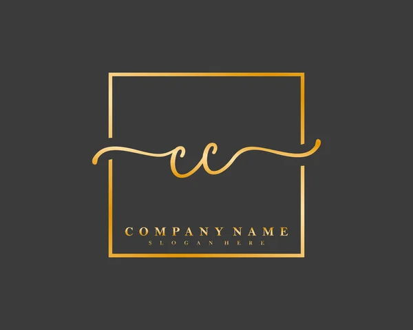 Iniziale Calligrafia Logo Firma Iniziale Trucco Matrimonio Moda Cornice Quadrata — Vettoriale Stock