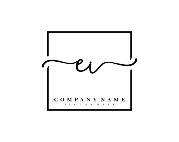 Initial Handwriting Logo Initial Signature Make Wedding Fashion Square Frame — Stock Vector