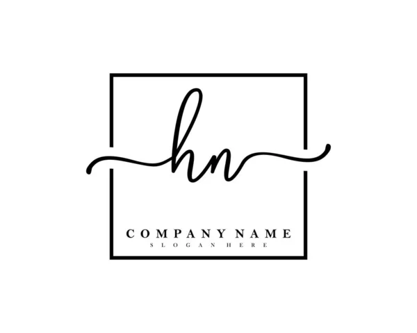 Initial Handwriting Logo Initial Signature Make Wedding Fashion Square Frame — Stock Vector