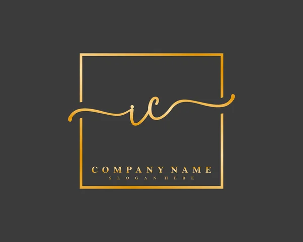 Iniziale Calligrafia Logo Firma Iniziale Trucco Matrimonio Moda Cornice Quadrata — Vettoriale Stock