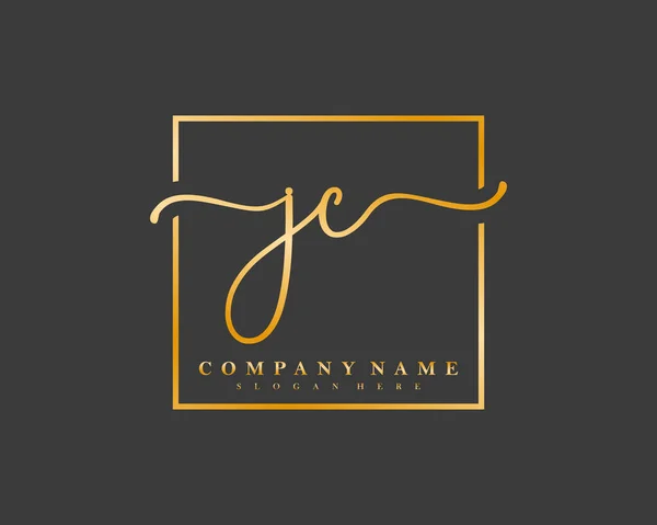 Logo Iniziale Scrittura Firma Iniziale Trucco Matrimonio Moda Cornice Quadrata — Vettoriale Stock