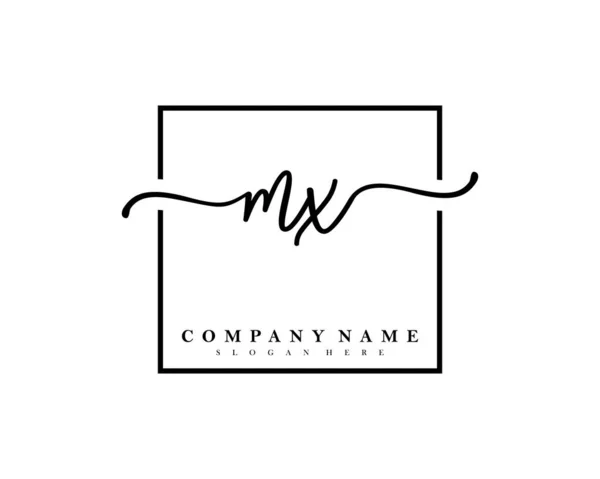 Logotipo Inicial Caligrafia Assinatura Inicial Maquiagem Casamento Moda Quadro Quadrado — Vetor de Stock