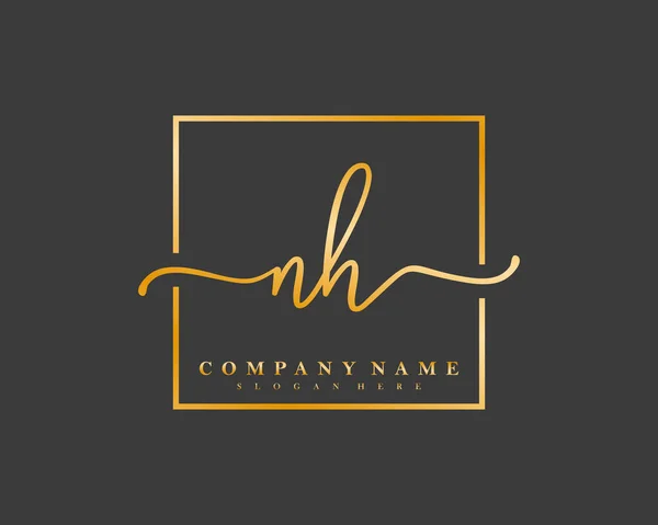 Logo Inicial Escritura Mano Firma Inicial Maquillaje Boda Moda Marco — Vector de stock