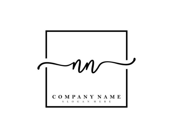 Logo Iniziale Della Scrittura Firma Iniziale Trucco Matrimonio Moda Cornice — Vettoriale Stock