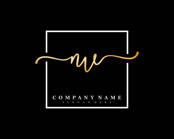 Początkowe Logo Pisma Pierwszego Podpisu Makijaż Ślub Moda Kwadratowej Ramce — Wektor stockowy