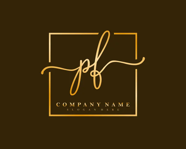 Initial Handwriting Logo Initial Signature Make Wedding Fashion Square Frame — Stock Vector