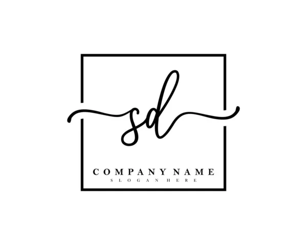 Logotipo Inicial Caligrafia Assinatura Inicial Composição Casamento Moda Quadro Quadrado — Vetor de Stock