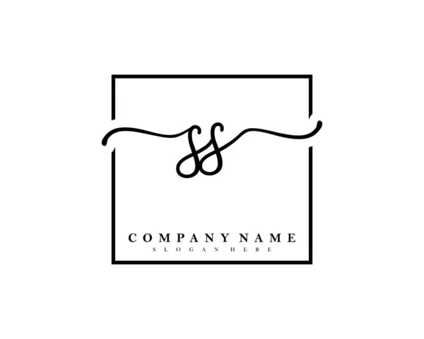 Initial Handwriting Logo Initial Signature Make Wedding Fashion Square Frame — Stock Vector