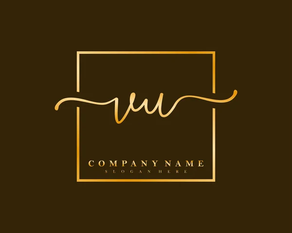 Logotipo Caligrafia Inicial Assinatura Inicial Maquiagem Casamento Moda Quadro Quadrado — Vetor de Stock