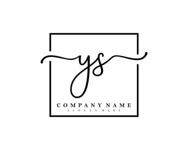Başlangıçta YS imzalı el yazısı logosu, makyaj, düğün, moda, kare çerçeveli. 