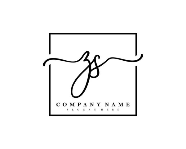 Initial Handwriting Logo Initial Signature Make Wedding Fashion Square Frame — Stock Vector