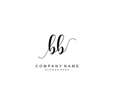 Başlangıçta BB güzellik monogramı ve zarif logo tasarımı, ilk imzadan oluşan el yazısı logosu, düğün, moda, çiçekli ve yaratıcı şablona sahip botanik.