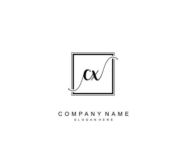 Başlangıçta CX güzellik monogramı ve zarif logo tasarımı, ilk imzadan oluşan el yazısı logosu, düğün, moda, çiçekli ve yaratıcı şablona sahip botanik.