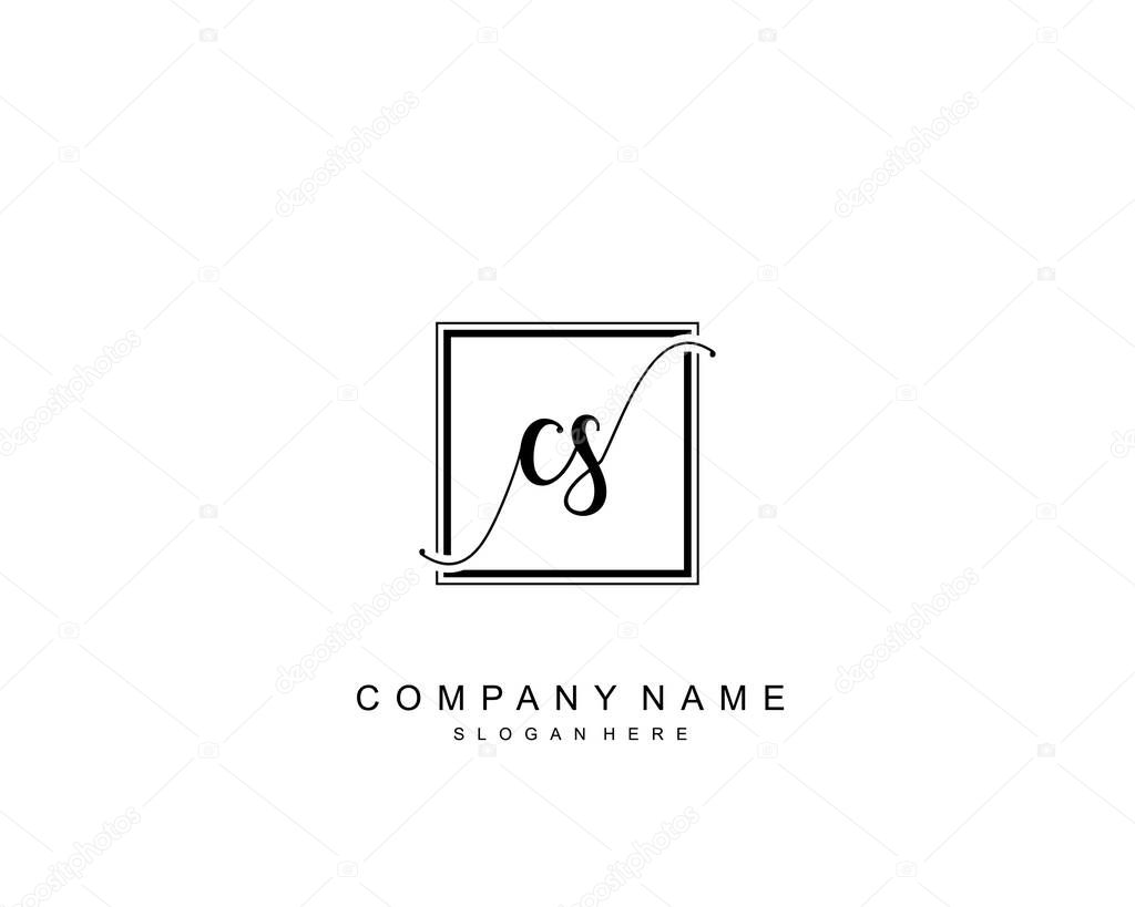 Initial CS beauty monogram and elegant logo design, handwriting logo of initial signature, wedding, fashion, floral and botanical with creative template.