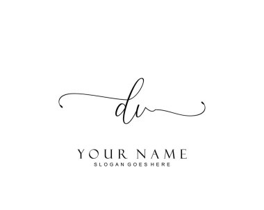 İlk DV güzellik monogramı ve zarif logo tasarımı, ilk imzadan oluşan el yazısı logosu, düğün, moda, çiçekli ve yaratıcı şablona sahip botanik.