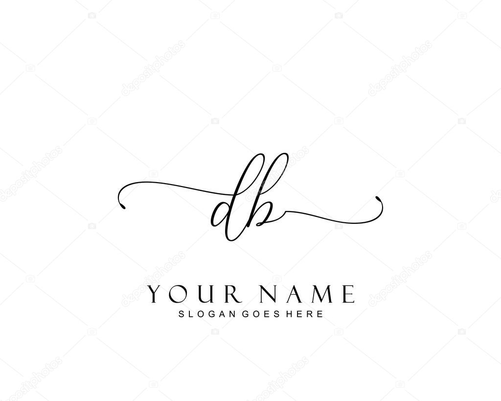 Initial DB beauty monogram and elegant logo design, handwriting logo of initial signature, wedding, fashion, floral and botanical with creative template.