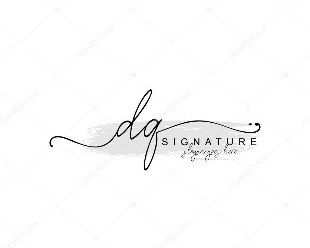 Initial DQ beauty monogram and elegant logo design, handwriting logo of initial signature, wedding, fashion, floral and botanical with creative template.