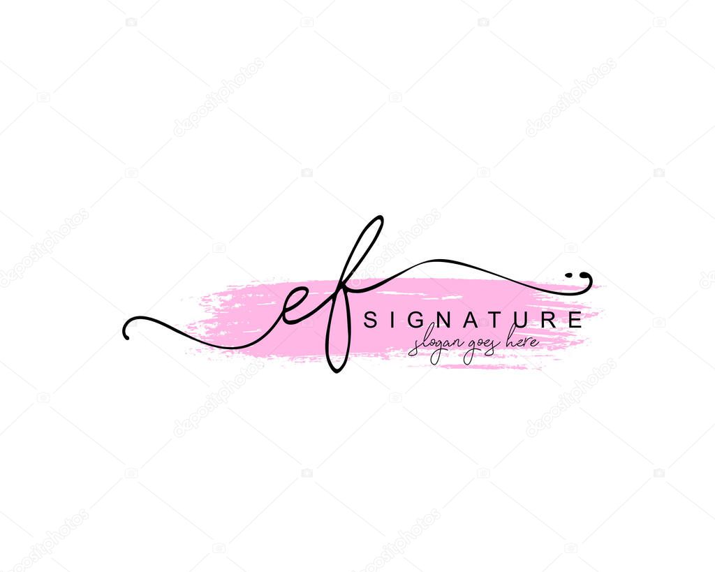 Initial EF beauty monogram and elegant logo design, handwriting logo of initial signature, wedding, fashion, floral and botanical with creative template.