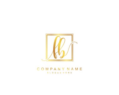 Başlangıçta FB güzellik monogramı ve zarif logo tasarımı, ilk imzadan oluşan el yazısı logosu, düğün, moda, çiçekli ve yaratıcı şablona sahip botanik..
