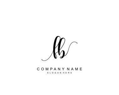Başlangıçta FB güzellik monogramı ve zarif logo tasarımı, ilk imzadan oluşan el yazısı logosu, düğün, moda, çiçekli ve yaratıcı şablona sahip botanik..