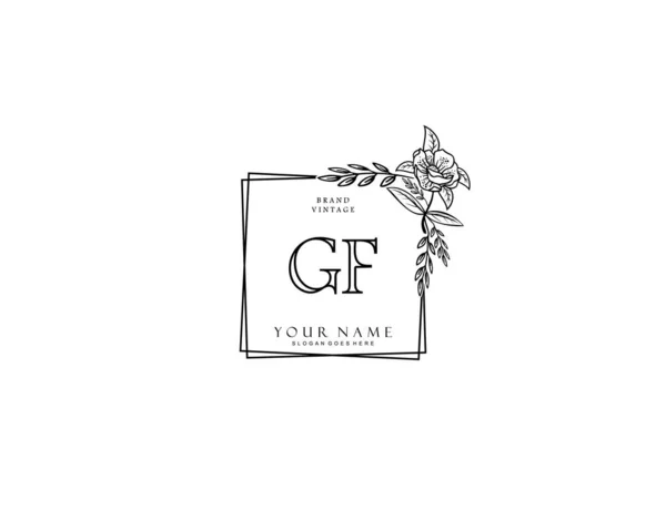 初期のGf美しさのモノグラムとエレガントなロゴデザイン 創造的なテンプレートと初期の署名 結婚式 ファッション 花や植物の手書きのロゴ — ストックベクタ