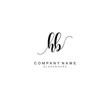 Başlangıçta HB güzellik monogramı ve zarif logo tasarımı, ilk imzadan oluşan el yazısı logosu, düğün, moda, çiçekli ve yaratıcı şablona sahip botanik.