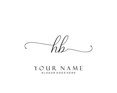 Başlangıçta HB güzellik monogramı ve zarif logo tasarımı, ilk imzadan oluşan el yazısı logosu, düğün, moda, çiçekli ve yaratıcı şablona sahip botanik.