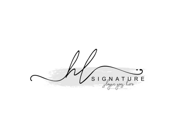 初期のHlの美しさのモノグラムとエレガントなロゴデザイン 創造的なテンプレートと初期の署名 結婚式 ファッション 花や植物の手書きのロゴ — ストックベクタ