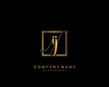 Başlangıçta IJ güzellik monogramı ve zarif logo tasarımı, ilk imzadan oluşan el yazısı logosu, düğün, moda, çiçekli ve yaratıcı şablona sahip botanik..