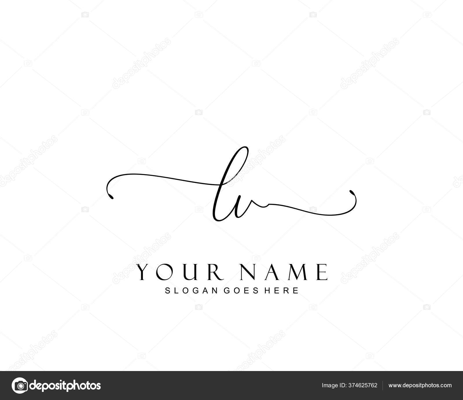 L V , Beauty vector initial logo, handwriting logo of initial