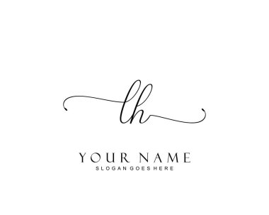 İlk LH güzellik monogramı ve zarif logo tasarımı, ilk imzadan oluşan el yazısı logosu, düğün, moda, çiçekli ve yaratıcı şablona sahip botanik.