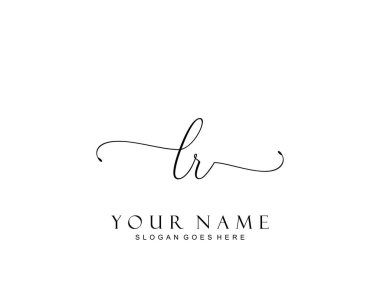 İlk LR güzellik monogramı ve zarif logo tasarımı, ilk imzadan oluşan el yazısı logosu, düğün, moda, çiçekli ve yaratıcı şablona sahip botanik.