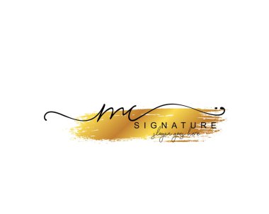 İlk MC güzellik monogramı ve zarif logo tasarımı, ilk imzadan oluşan el yazısı logosu, düğün, moda, çiçekli ve yaratıcı şablona sahip botanik.