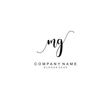 İlk MG güzellik monogramı ve zarif logo tasarımı, ilk imzadan oluşan el yazısı logosu, düğün, moda, çiçekli ve yaratıcı şablona sahip botanik.