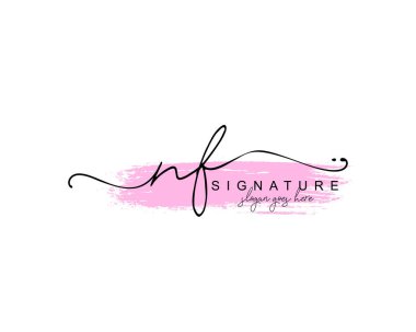 Initial NF beauty monogram and elegant logo design, handwriting logo of initial signature, wedding, fashion, floral and botanical with creative template. clipart